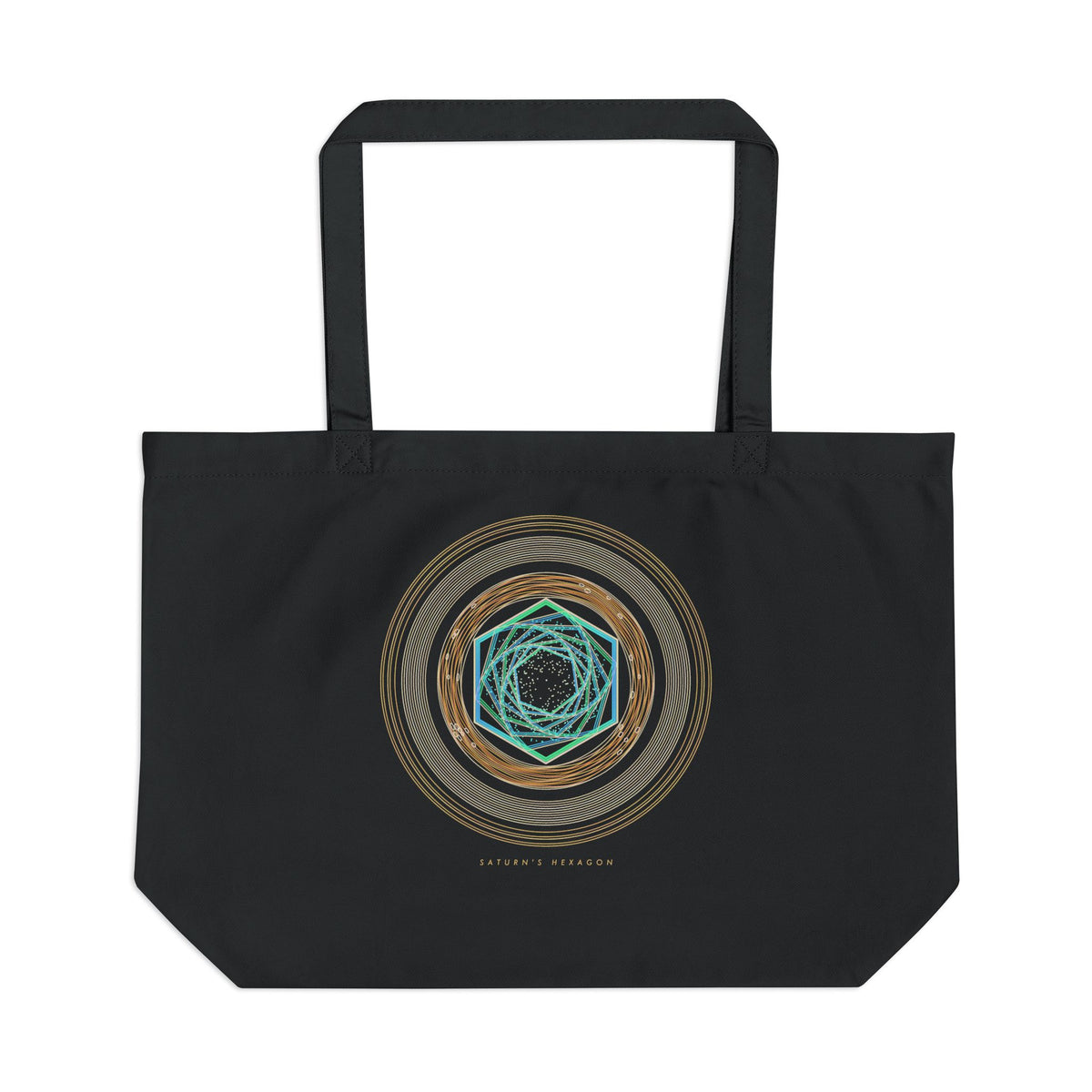 Saturn's Hexagon organic cotton tote bag, view 1
