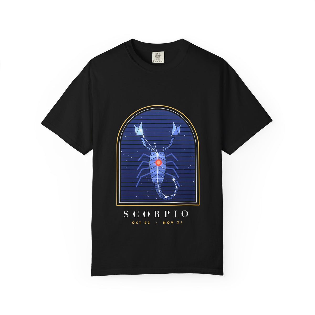 Scorpio graphic tee in Black, original art by AuraCanvas