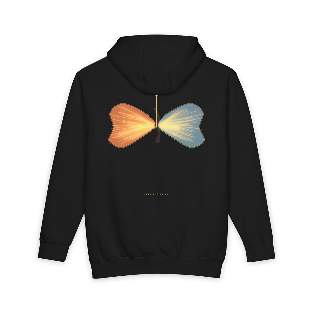 Star Butterfly heavyweight hoodie in Black, original art by AuraCanvas