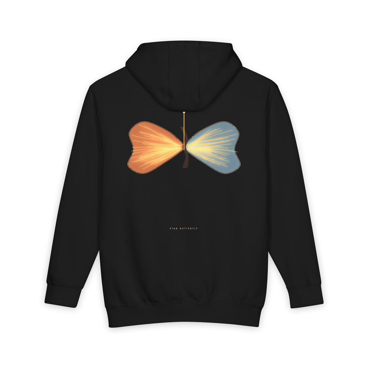 Star Butterfly heavyweight hoodie in Black, original art by AuraCanvas