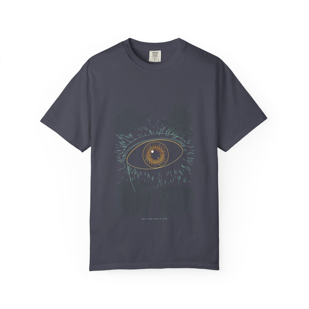 The Panther's Eye graphic tee in Navy, original art by AuraCanvas