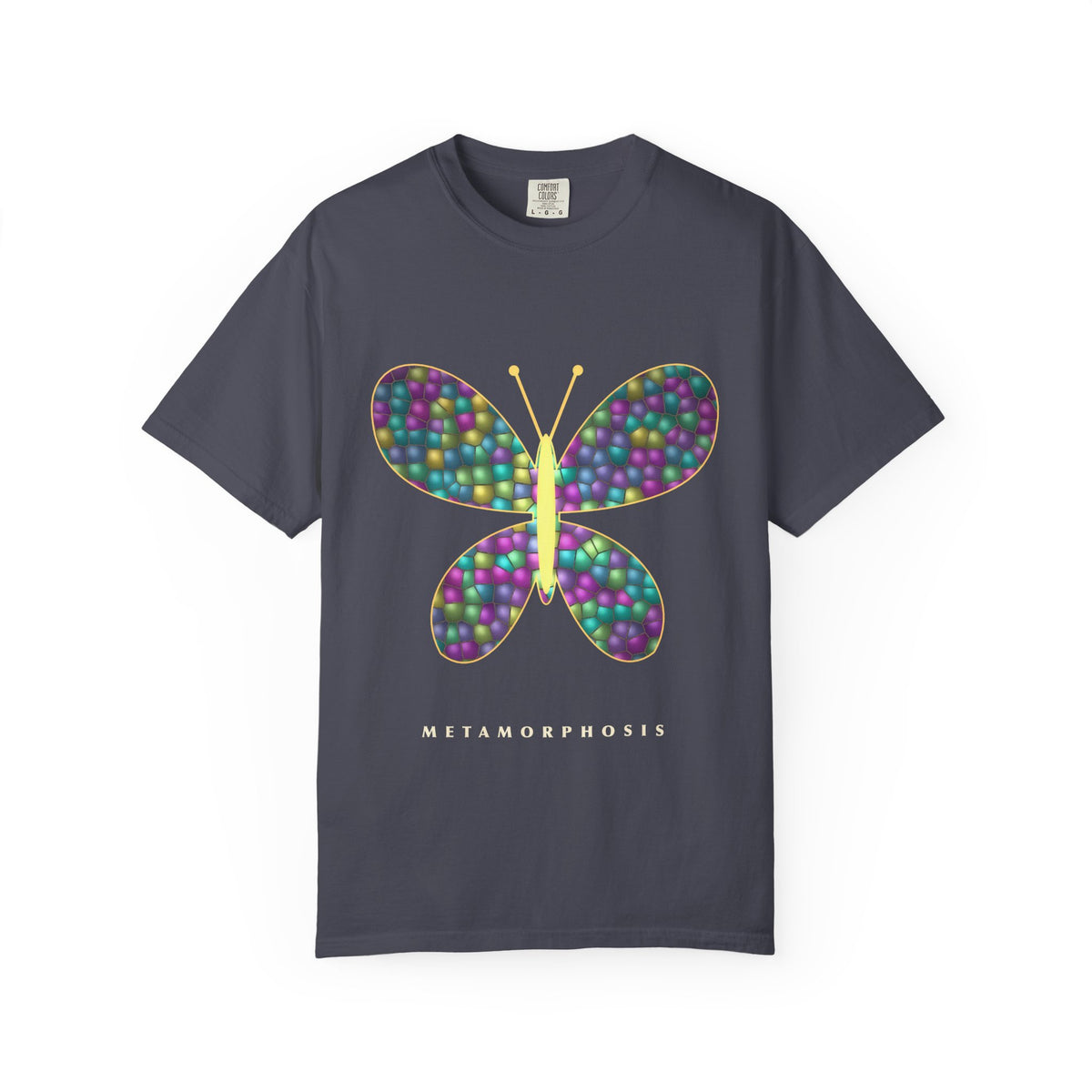 Glass Wings graphic tee in Navy, original art by AuraCanvas
