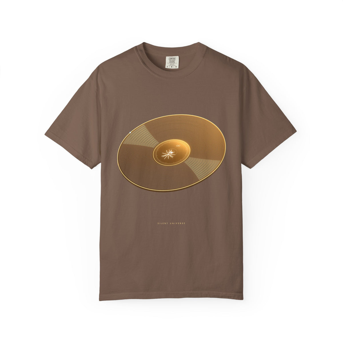 Silent Universe graphic tee in Espresso, original art by AuraCanvas