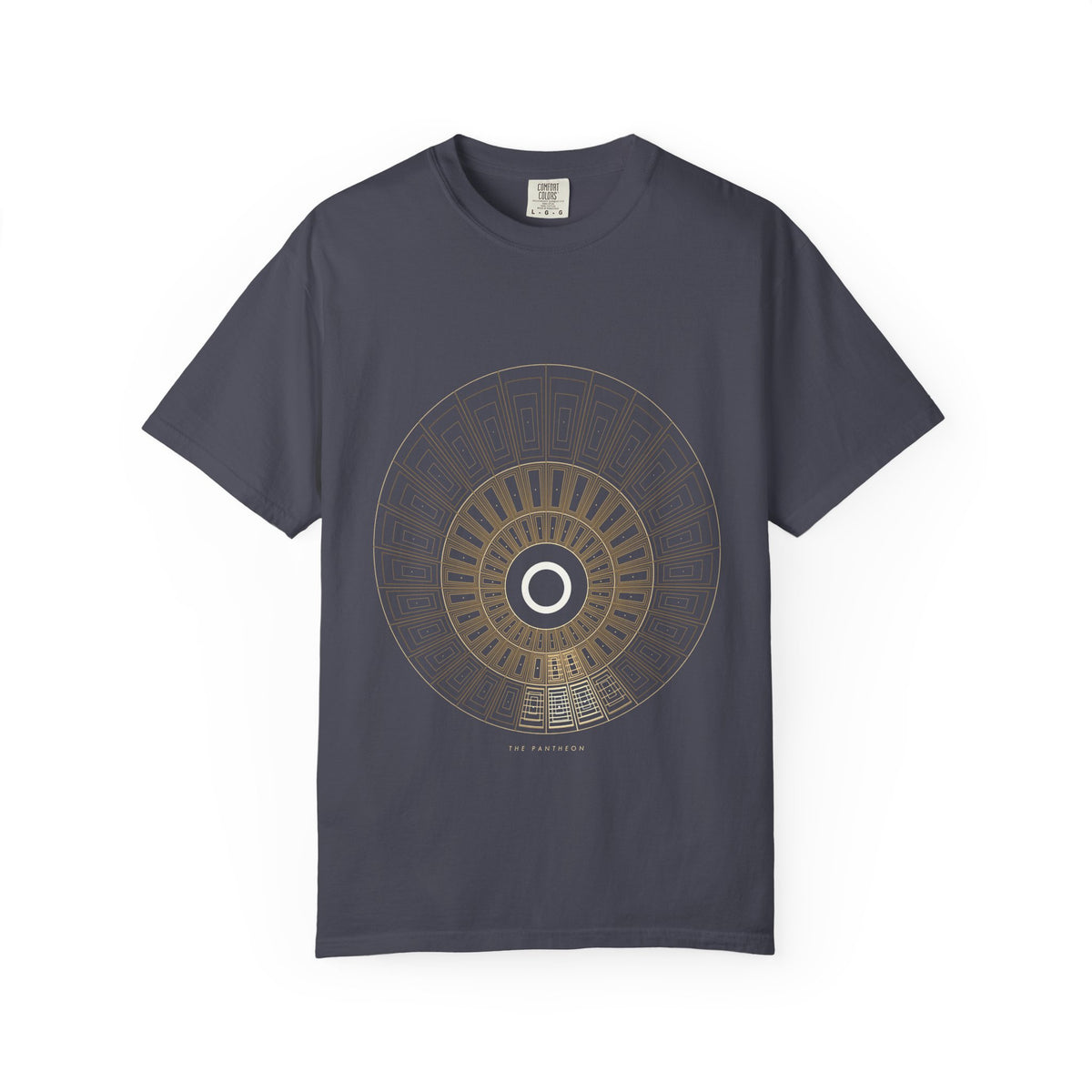 The Pantheon graphic tee in Navy, original art by AuraCanvas