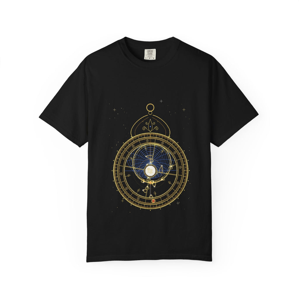 Night Navigator graphic tee in Black, original art by AuraCanvas