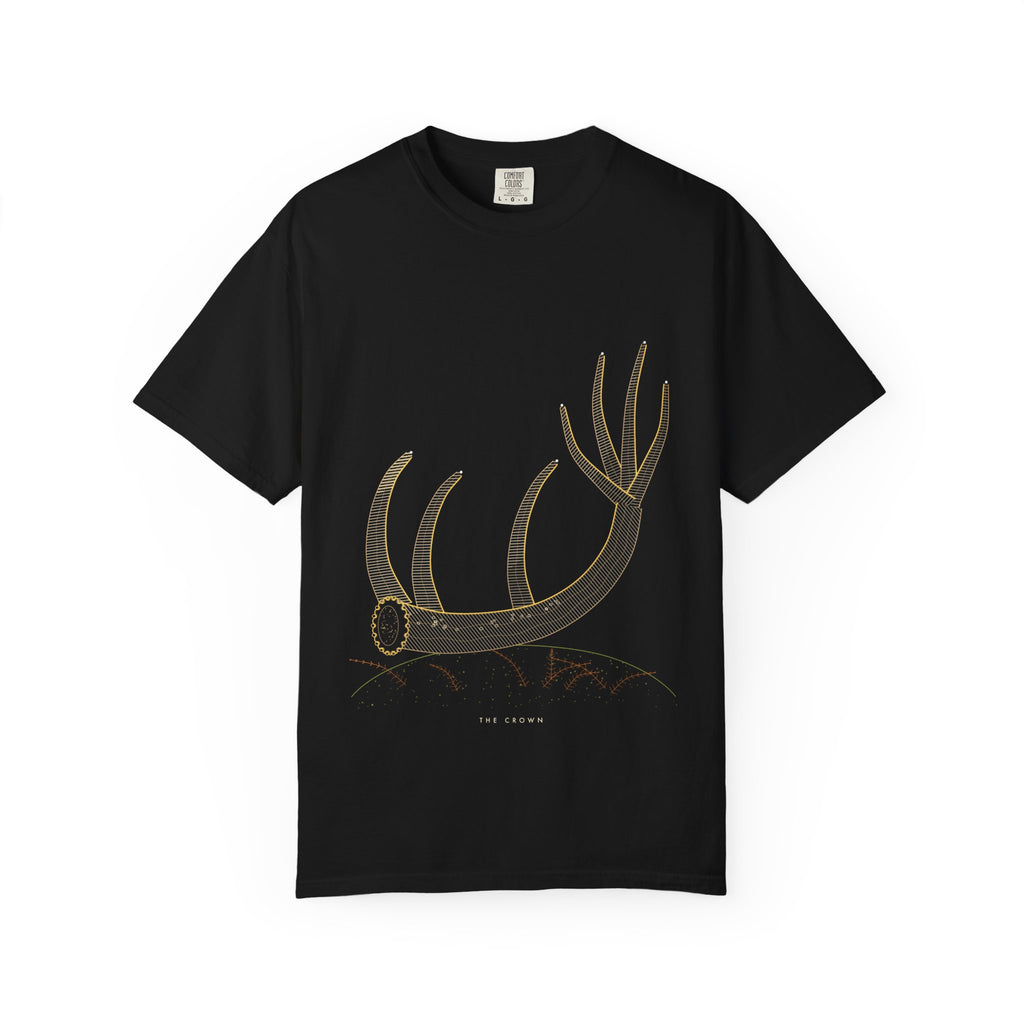 The Crown graphic tee in Black, original art by AuraCanvas