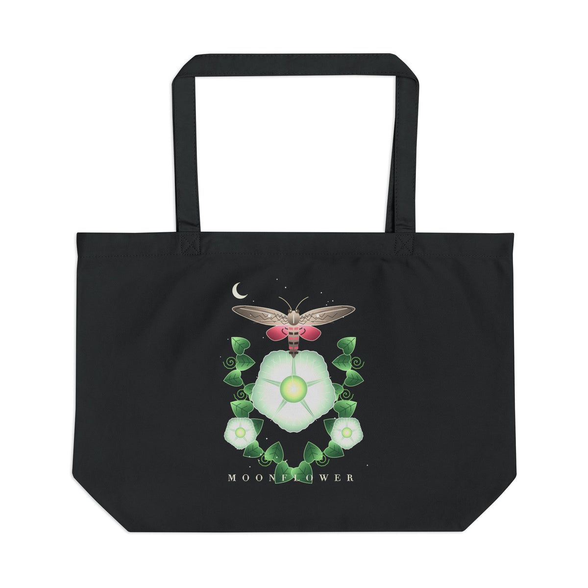 Moonflower organic cotton tote bag, view 1
