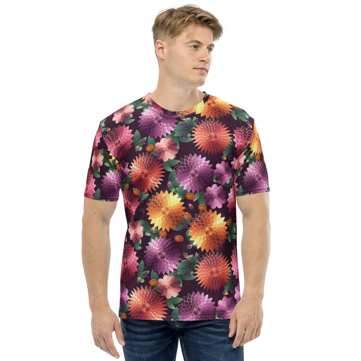 Plum Noir all-over print tee, view 1