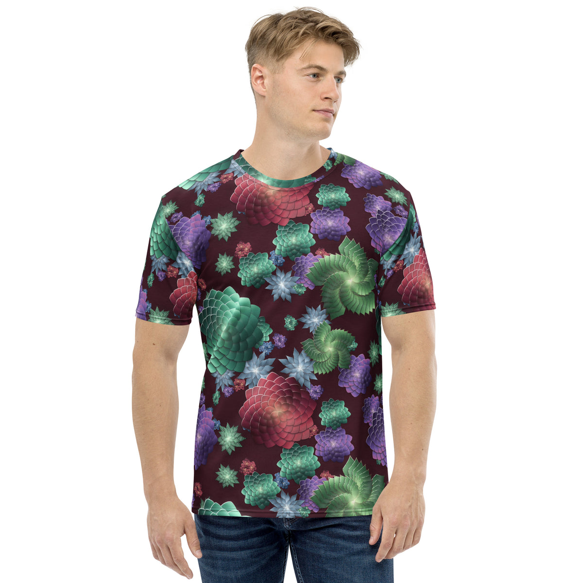 Succulent Noir all-over print tee, view 1