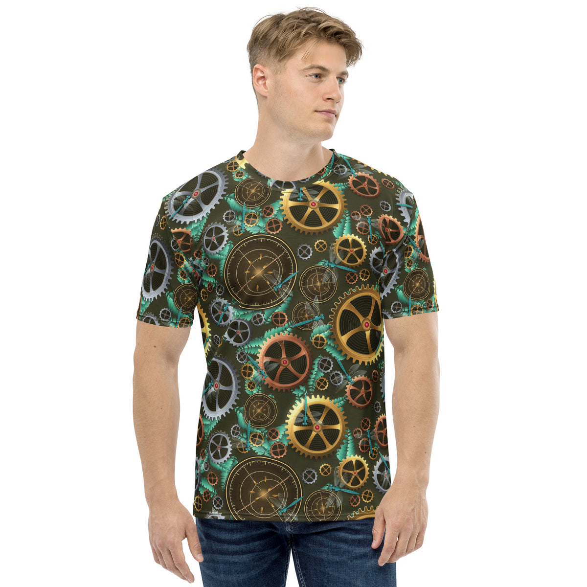 Clockwork Botanica all-over print tee, view 1
