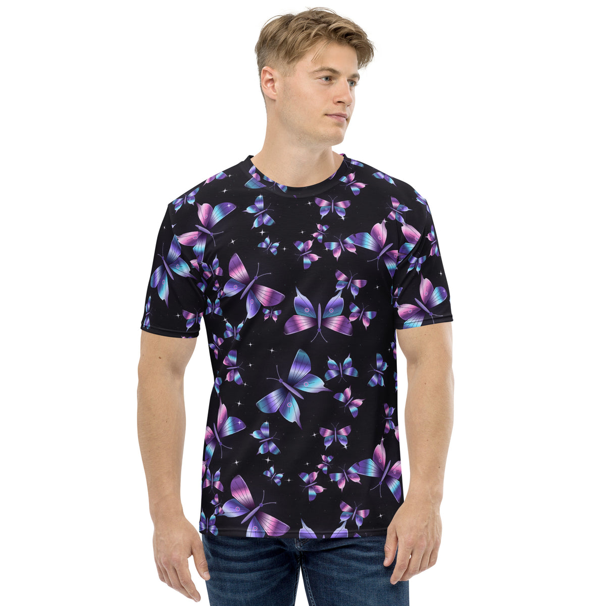 Chrome Butterflies Black all-over print tee, view 1