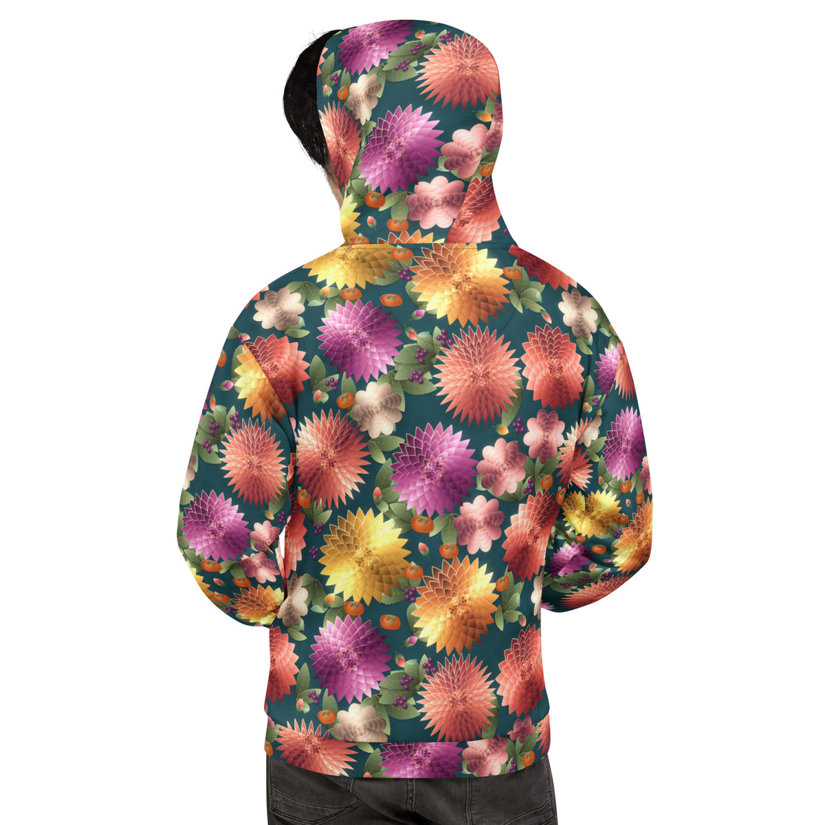 Plum Noir Teal all-over print hoodie, view 1
