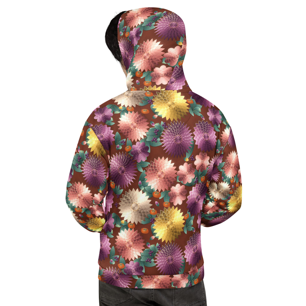Plum Noir Rust all-over print hoodie, view 2