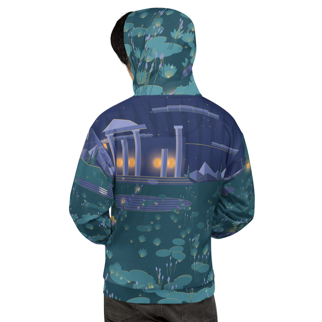 Moon Temple all-over print hoodie, view 1