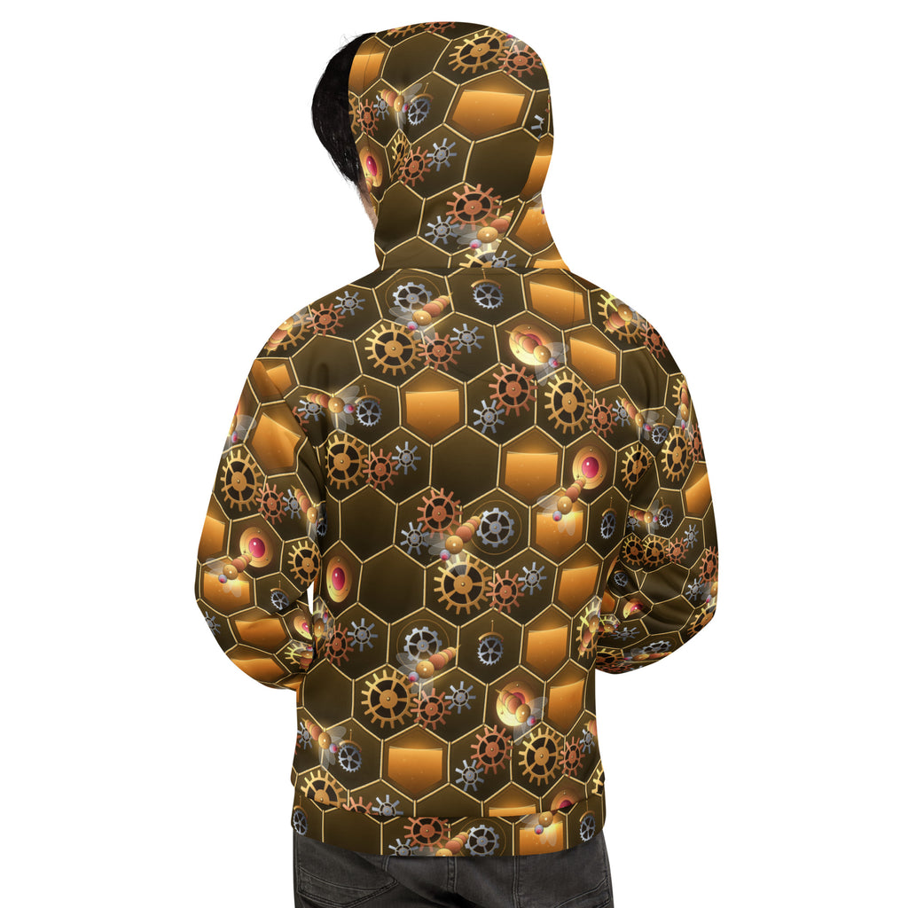 Clockwork Hive all-over print hoodie, view 1