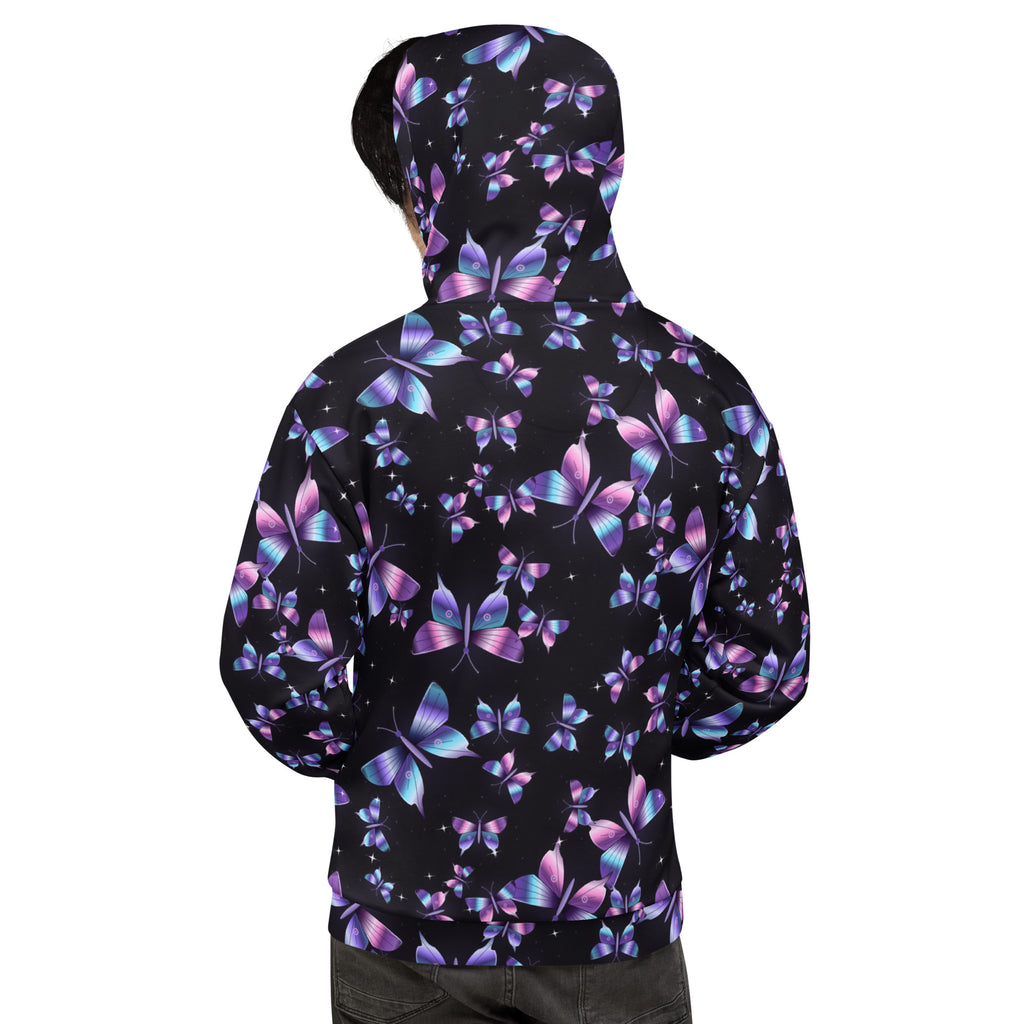 Chrome Butterflies Black all-over print hoodie, view 2