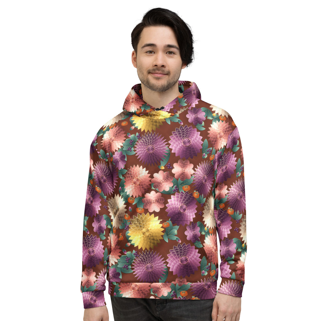 Plum Noir Rust all-over print hoodie, view 3