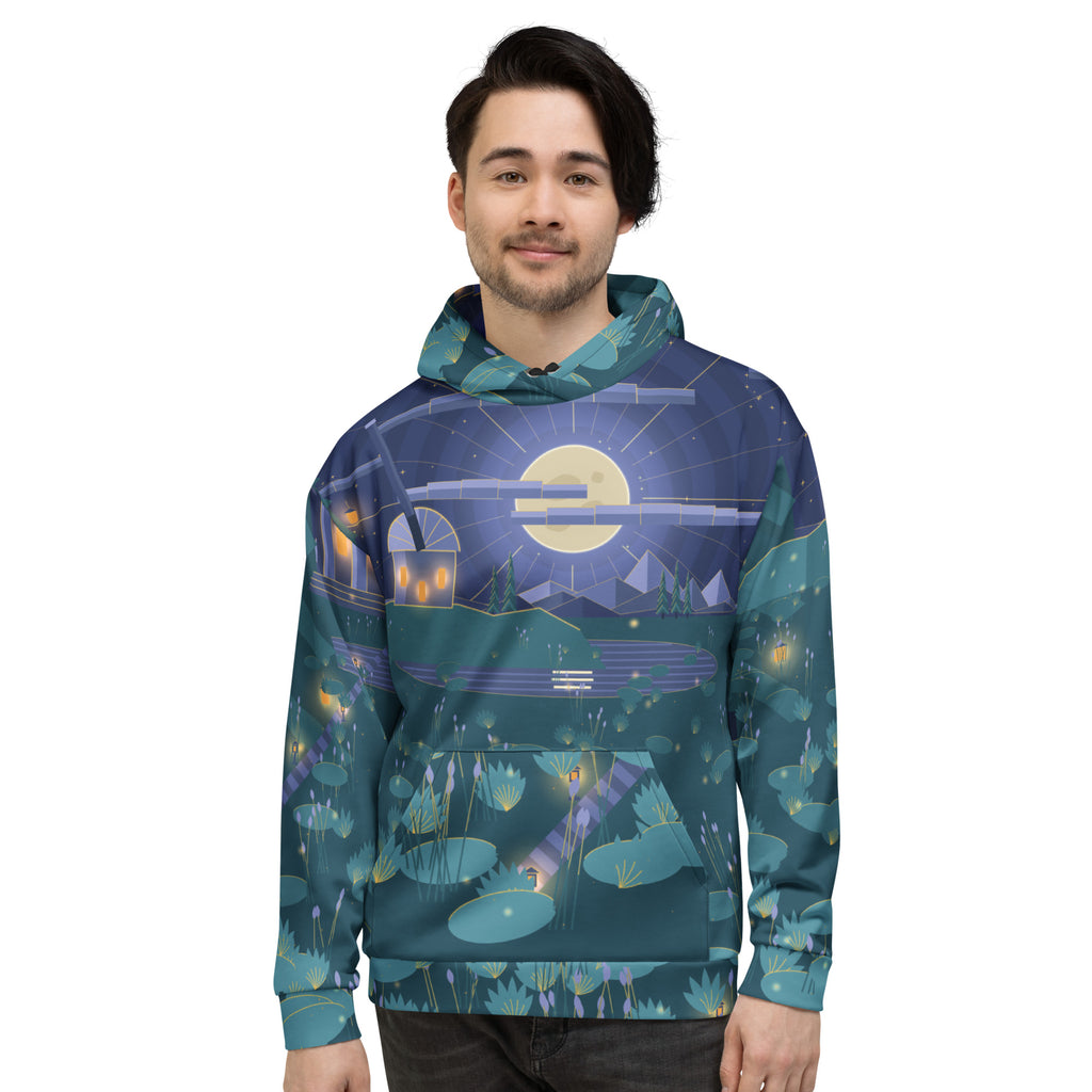 Moon Temple all-over print hoodie, view 3
