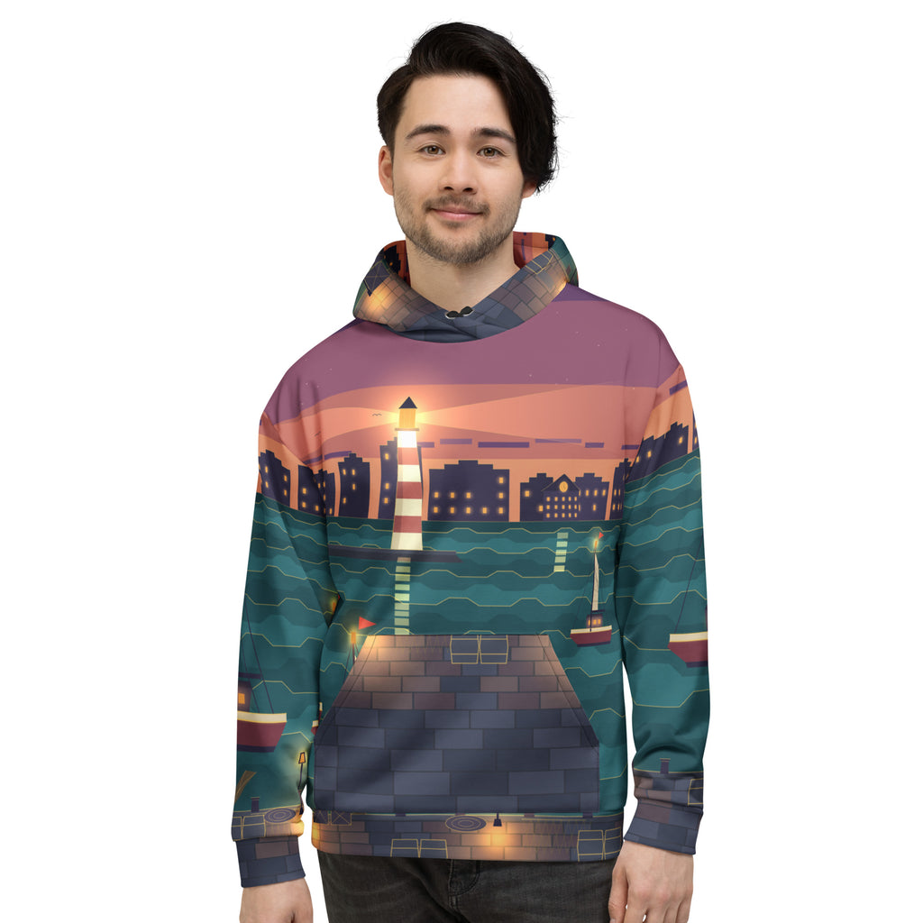 Lantern Harbour all-over print hoodie, view 3