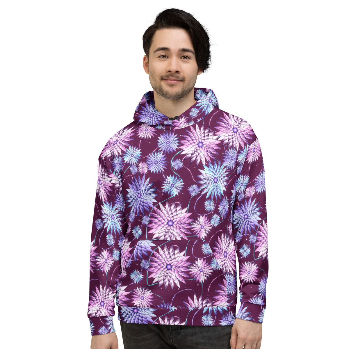 Cyber Bloom all-over print hoodie, view 3