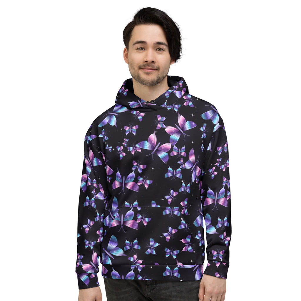 Chrome Butterflies Black all-over print hoodie, view 3