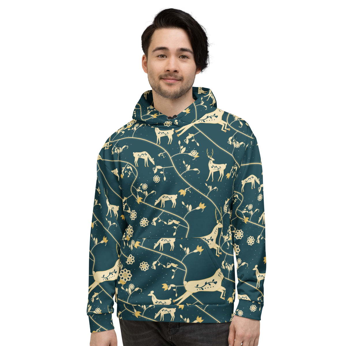 Winter Folk all-over print hoodie, view 3
