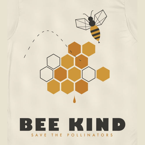 Bee Kind all-over print tee, print close-up