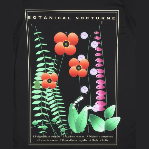 Botanical Nocturne all-over print tee, print close-up