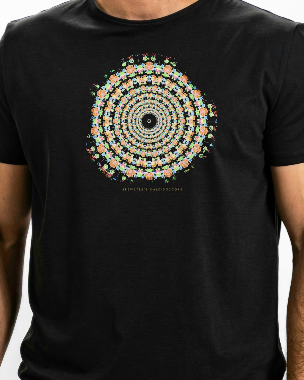 Model photo of the Brewster's Kaleidoscope Tee: illustrative, print shown at actual size