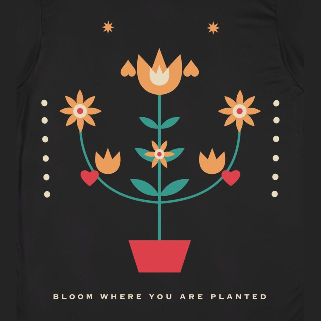 Folk Bloom all-over print tee, print close-up