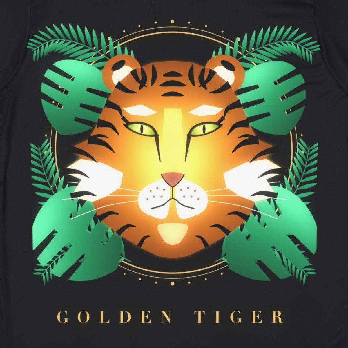 Golden Tiger all-over print tee, print close-up