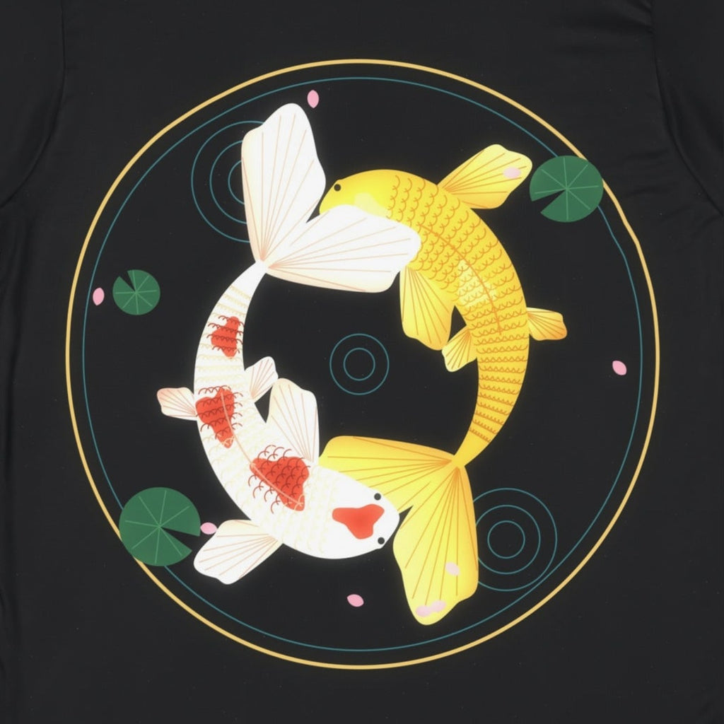 Koi Orbit all-over print tee, print close-up