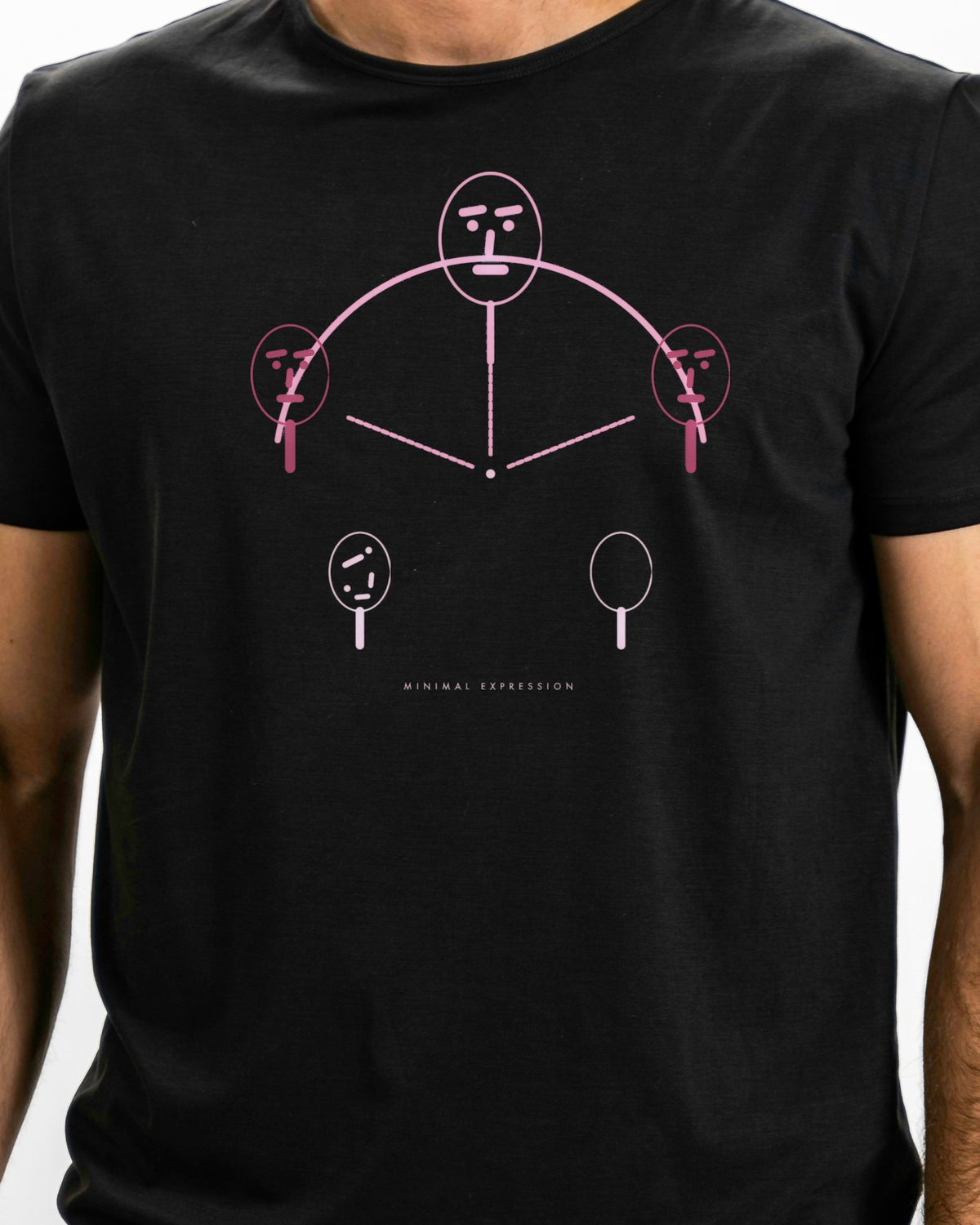 Model photo of the Minimal Expression Tee: illustrative, print shown at actual size