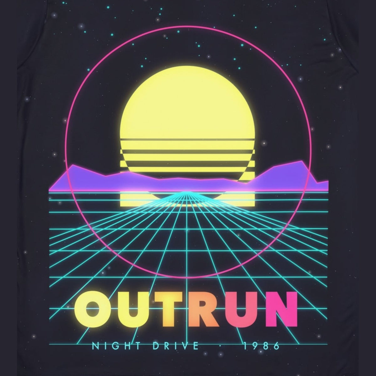 Outrun all-over print tee, print close-up