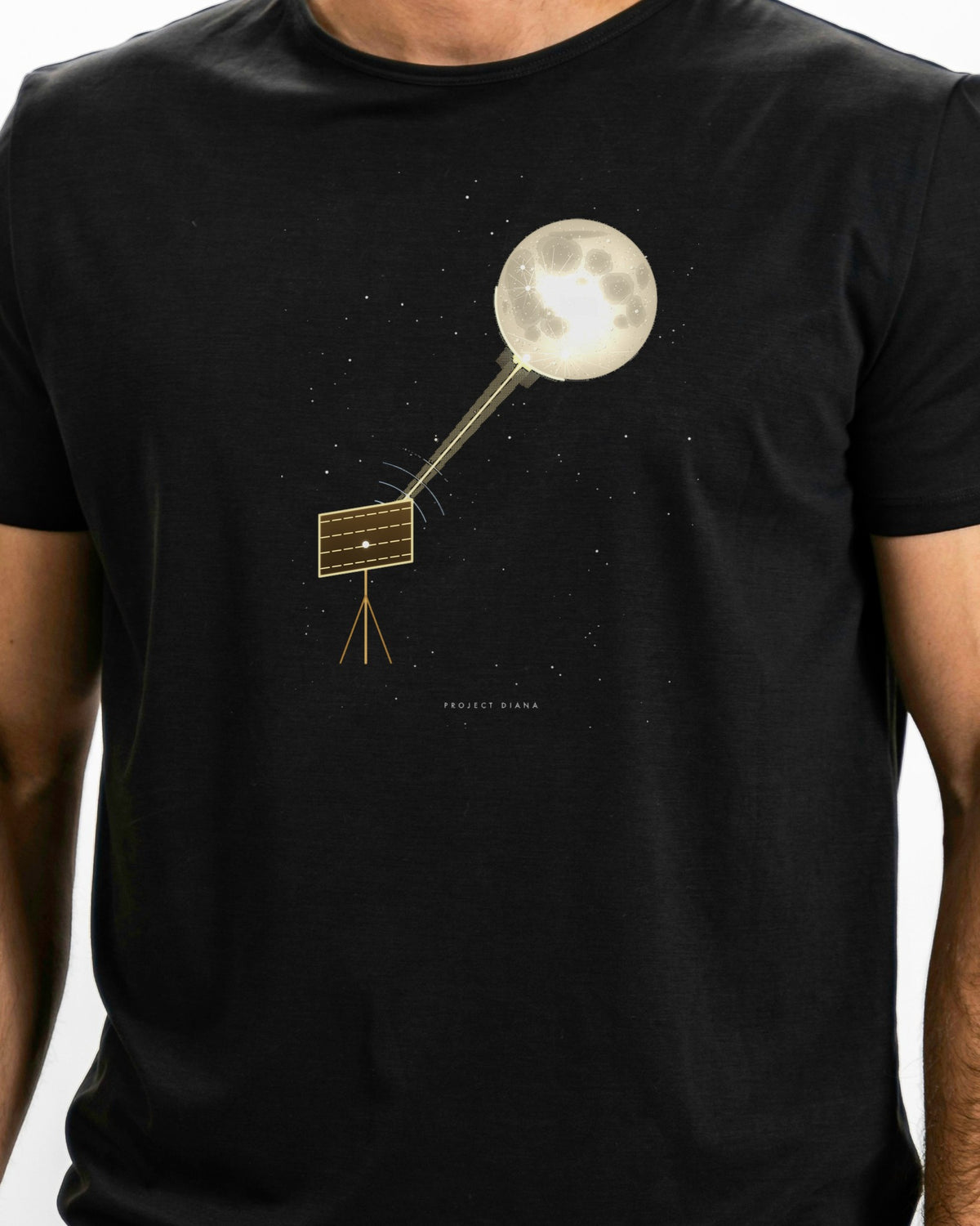 Model photo of the Project Diana Tee: illustrative, print shown at actual size