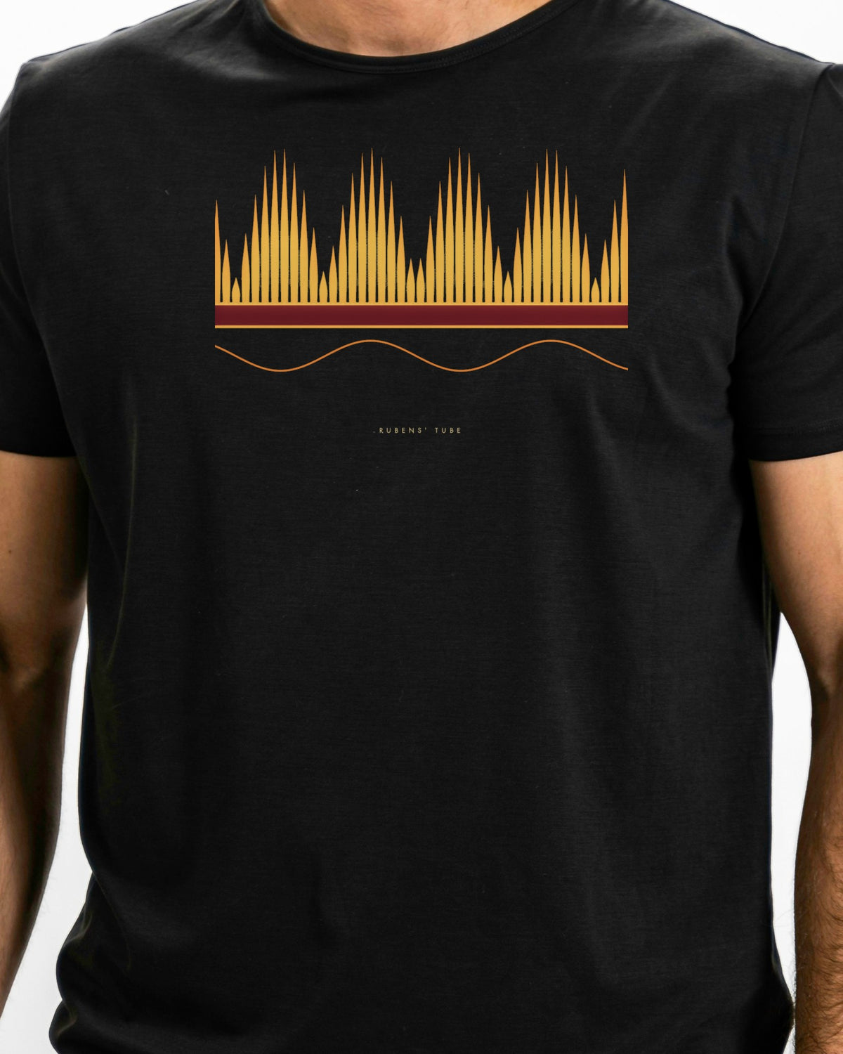 Model photo of the Rubens' Tube Tee: illustrative, print shown at actual size