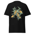 Gilded Evergreen graphic tee in Black, original art by AuraCanvas