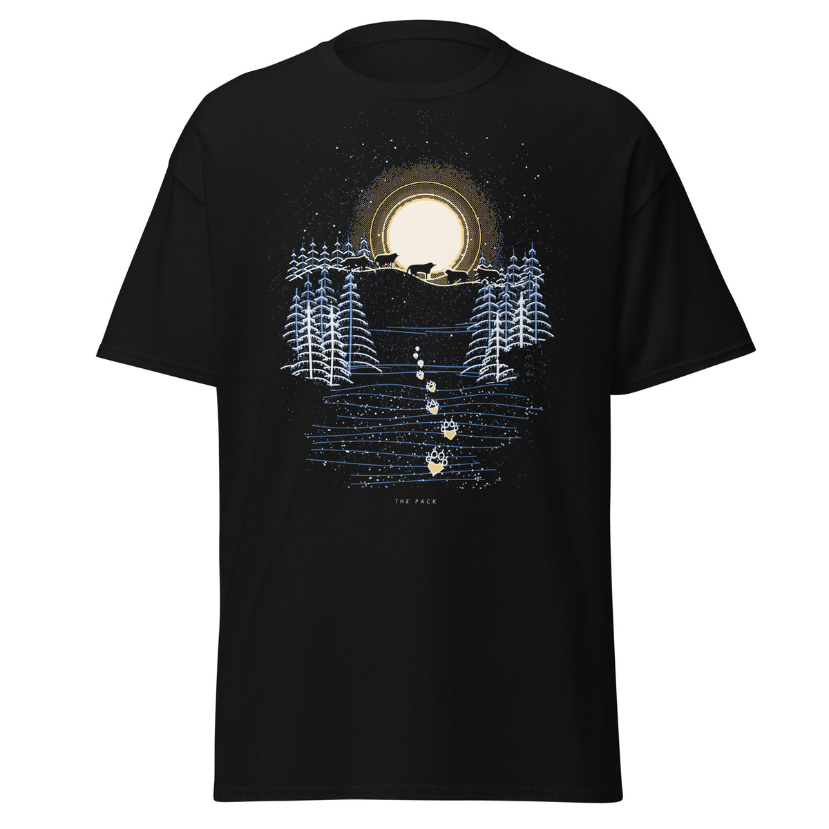 The Pack graphic tee in Black, original art by AuraCanvas