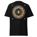 The Sand Mandala graphic tee in Black, original art by AuraCanvas