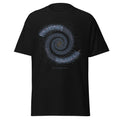The Whirlpool Galaxy graphic tee in Black, original art by AuraCanvas