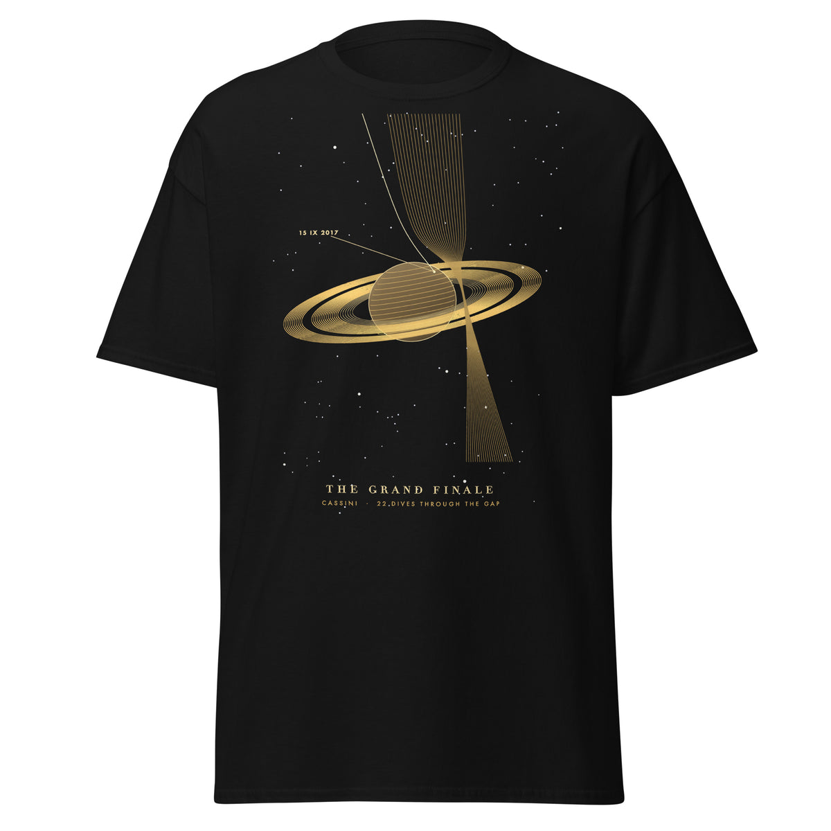 The Grand Finale graphic tee in Black, original art by AuraCanvas