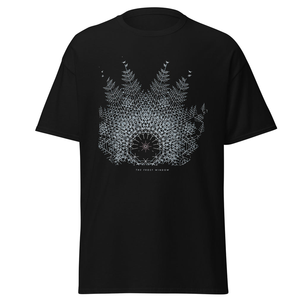 The Frost Window graphic tee in Black, original art by AuraCanvas