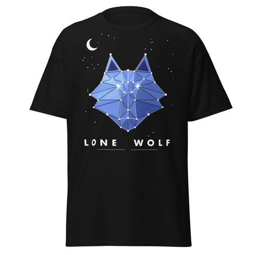 Constellation Wolf graphic tee in Black, original art by AuraCanvas