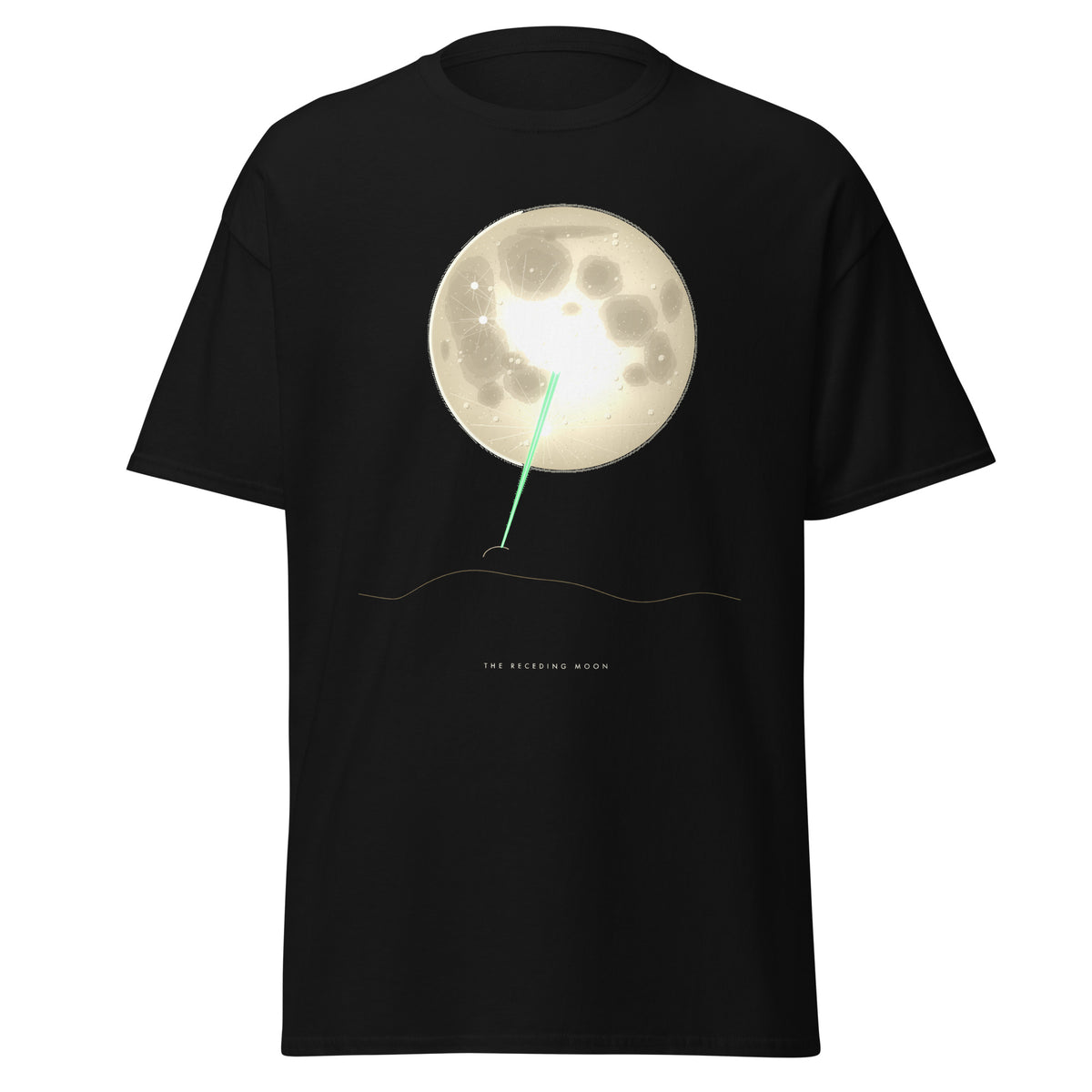 The Receding Moon graphic tee in Black, original art by AuraCanvas