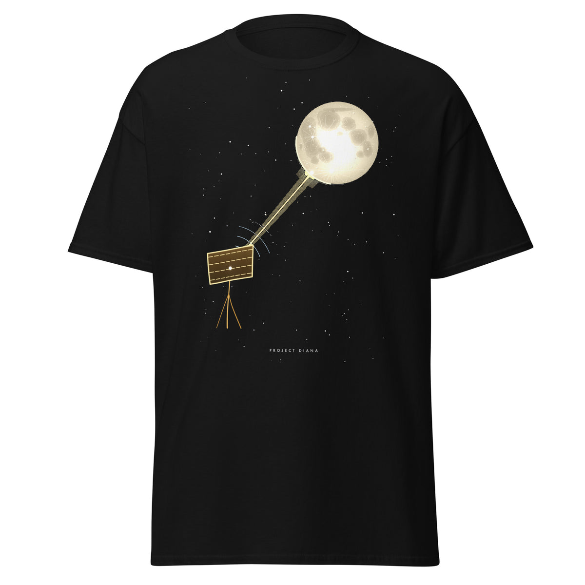Project Diana graphic tee in Black, original art by AuraCanvas