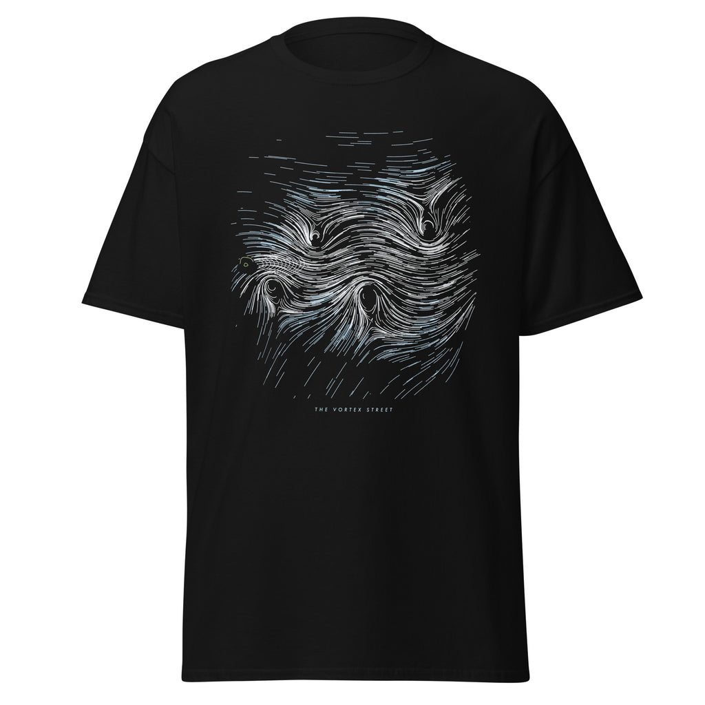 The Vortex Street graphic tee in Black, original art by AuraCanvas