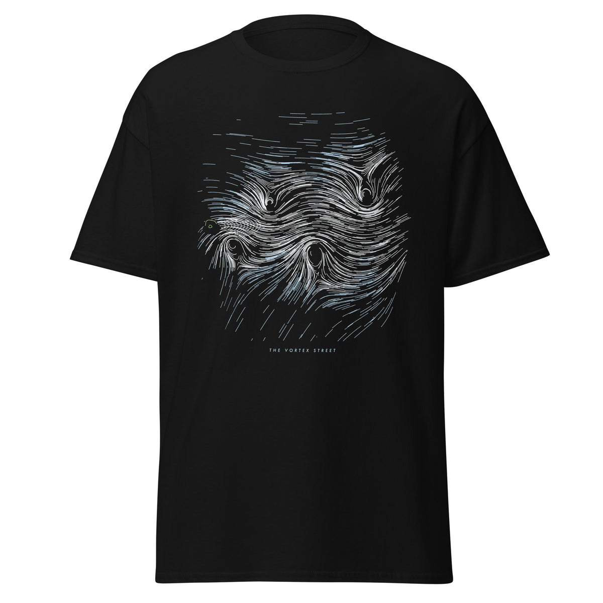 The Vortex Street graphic tee in Black, original art by AuraCanvas