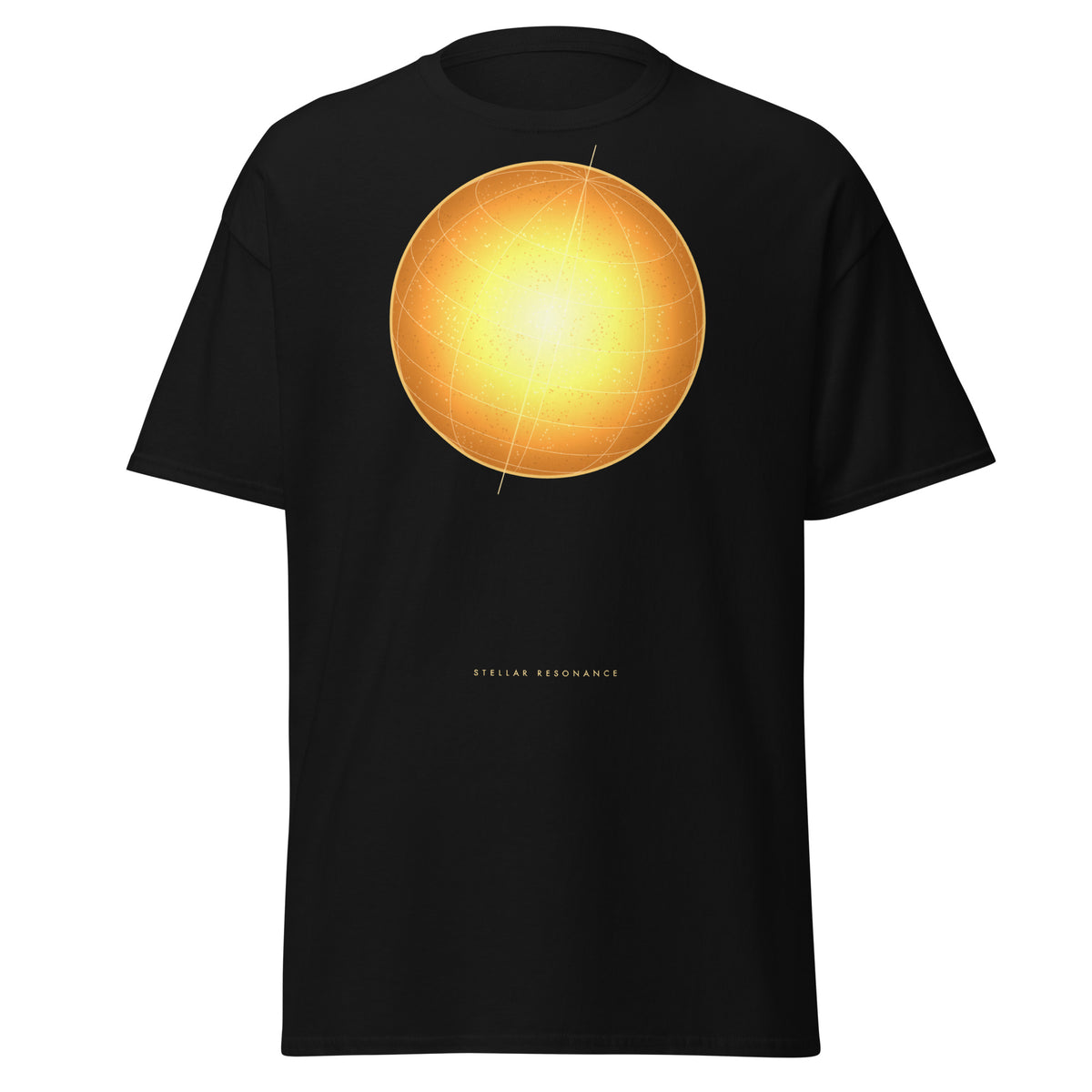 Stellar Resonance graphic tee in Black, original art by AuraCanvas