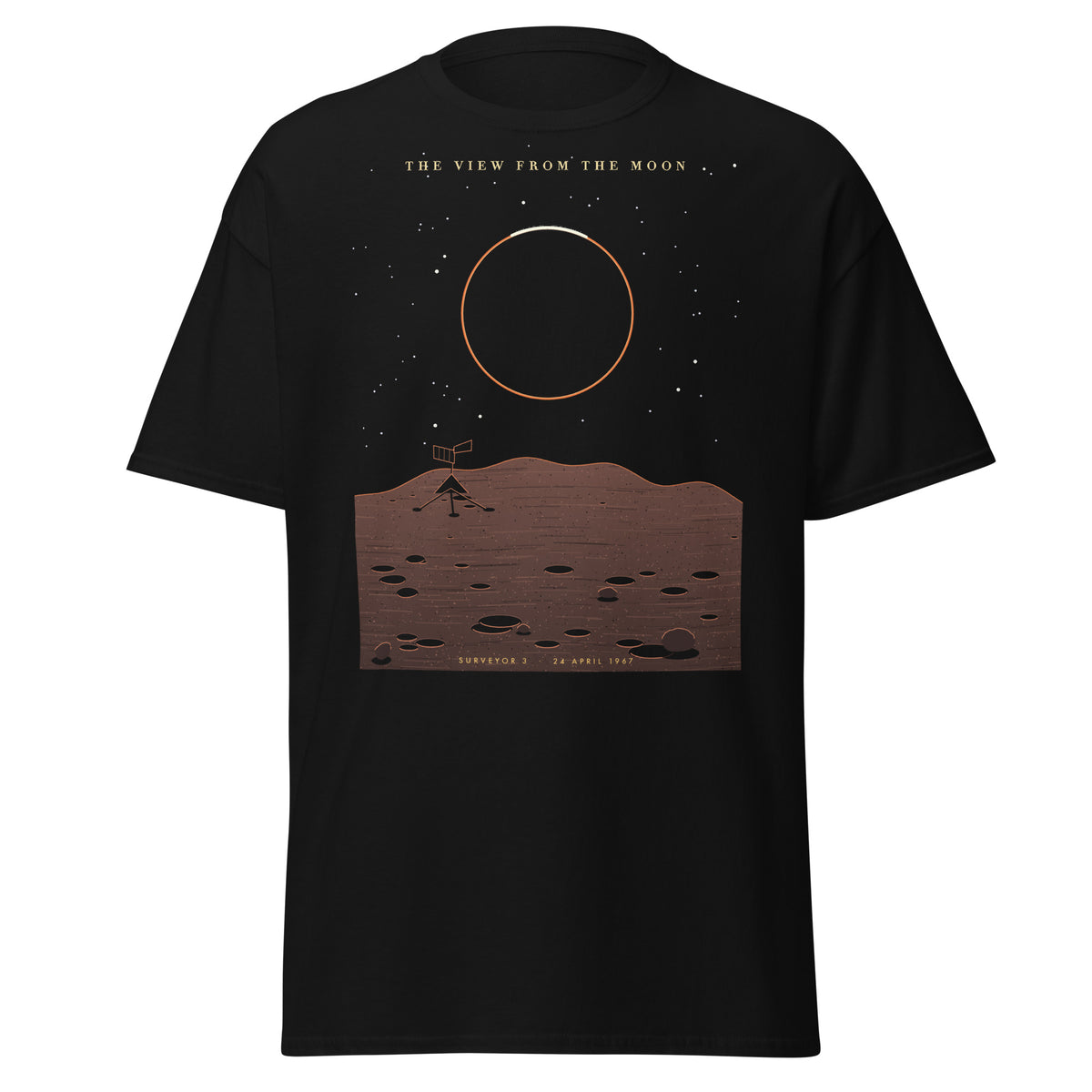 The View from the Moon graphic tee in Black, original art by AuraCanvas