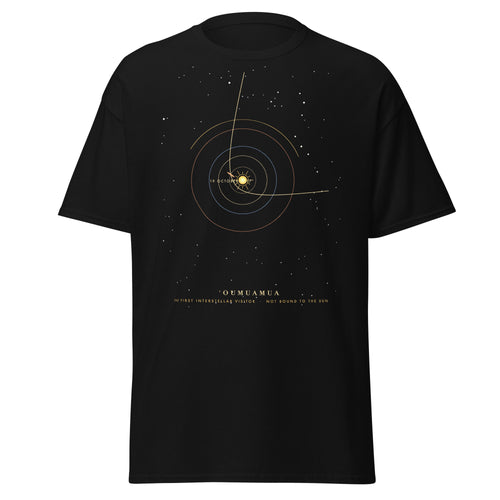'Oumuamua graphic tee in Black, original art by AuraCanvas